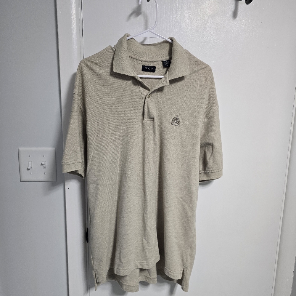 Izod Men's Polo Shirt in Light Beige with Embroidered Logo